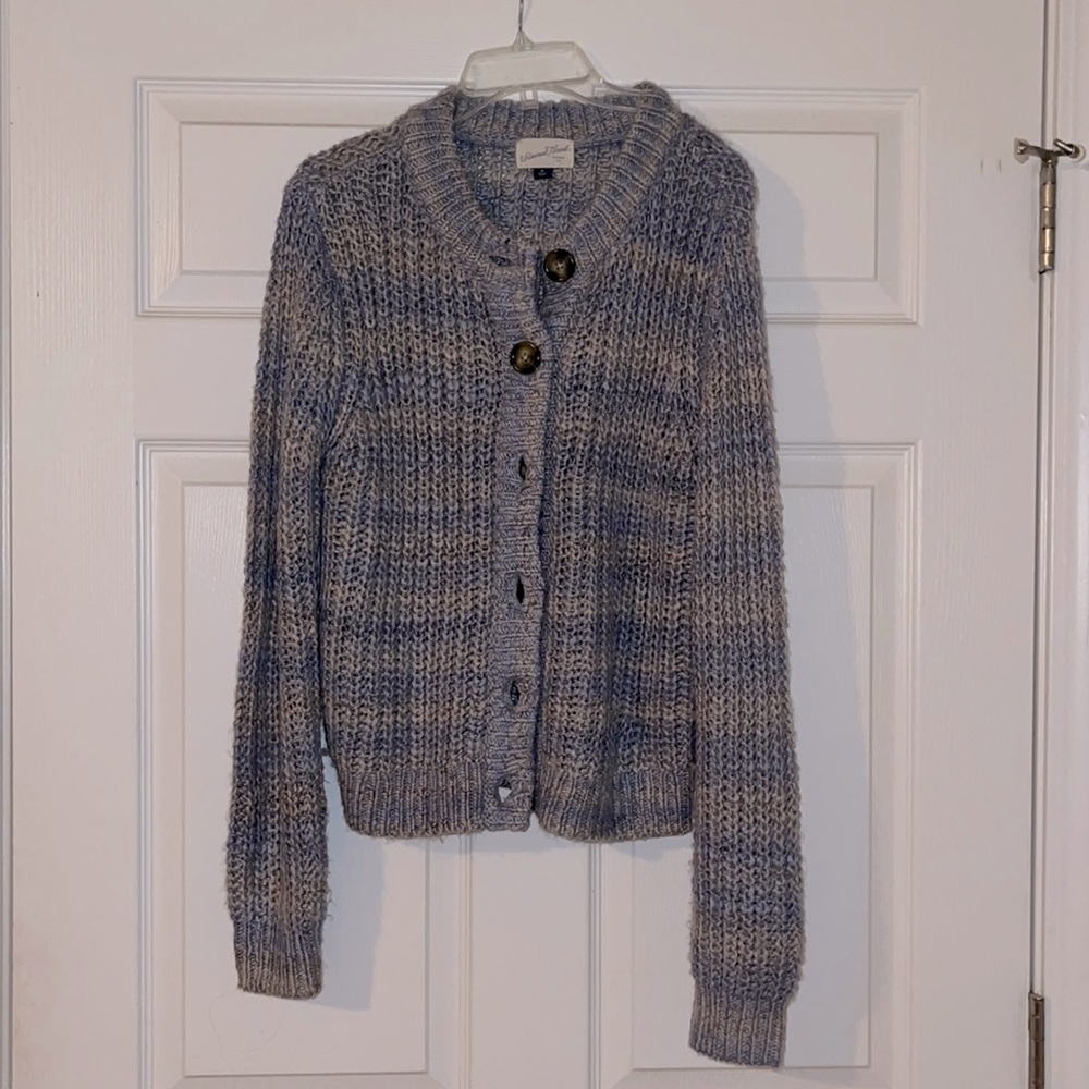 Button front cardigan size medium, periwinkle